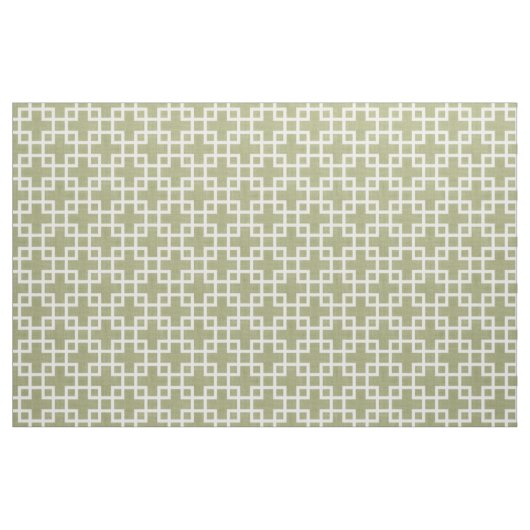 Weiße Retro-Chic-Quadrate-Muster auf Olive Green Stoff (Fat Quarter (45,7 x 55,9 cm))