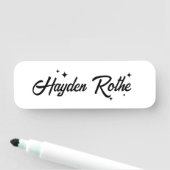 Weiße Retro-Kalligrafie Namensschild (Beispiel)