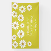 Weiße Retro Moderne Daisy Blume Maßgeschneidert Ge Banner (Vertikal)