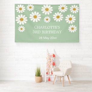 Weiße Retro Moderne Daisy Blume Maßgeschneidert Ge Banner