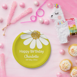 Weiße Retro Moderne Daisy Blume Maßgeschneidert Ge Pappteller