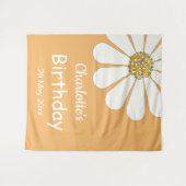 Weiße Retro Moderne Daisy Blume Maßgeschneidert Ge Wandteppich (Vorderseite (Horizontal))