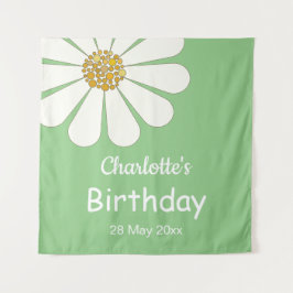 Weiße Retro Moderne Daisy Blume Maßgeschneidert Ge Wandteppich