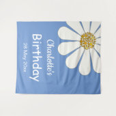 Weiße Retro Moderne Daisy Blume Maßgeschneidert Ge Wandteppich (Vorderseite (Horizontal))