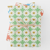 Weiße Retro Moderne Daisy-Blume Muster kundenspezi Geschenkpapier Set (Beispiel)