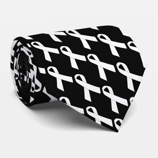 Weiße Ribbons Krawatte (Gerollt)