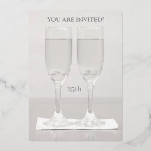 Weiße Ringe Silberne 25. Hochzeitstag-Jubiläum Folieneinladung