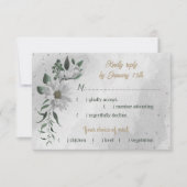 Weiße, romantische Blume, grüne Speisen RSVP Karte (Vorderseite)