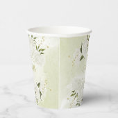 Weiße, romantische Blume, Grünpapiertassen Pappbecher (Rechts)