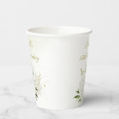 Weiße, romantische Blume, Grünpapiertassen Pappbecher (Links)