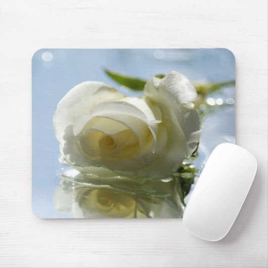 weiße romantische Rose Mousepad (Mit Mouse)