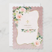 Weiße Rosa Bläsergoldgürtel Christening Einladung (Rückseite)