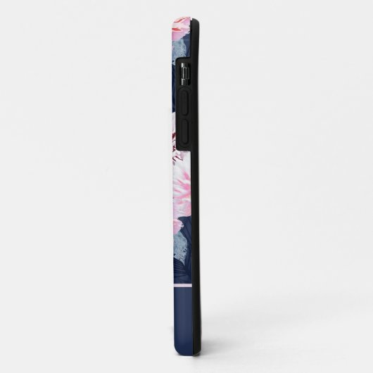 Weiße, rosa Blume auf dunkelblau. Case-Mate iPhone Hülle (Hinten/Links)