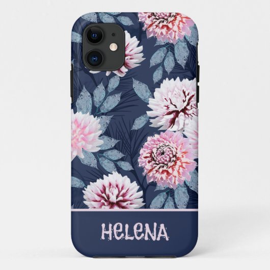 Weiße, rosa Blume auf dunkelblau. Case-Mate iPhone Hülle (Rückseite)
