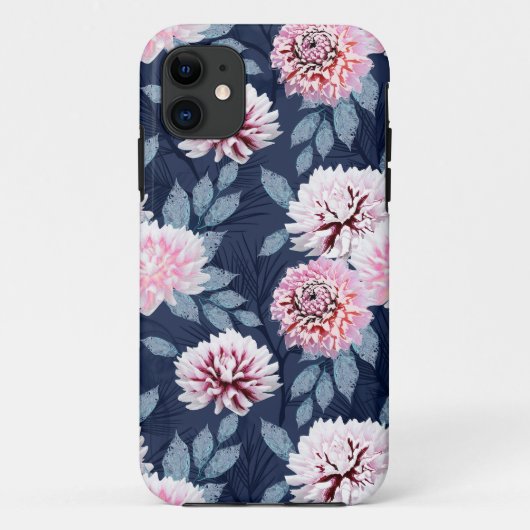 Weiße, rosa Blume auf dunkelblau. Case-Mate iPhone Hülle (Rückseite)