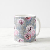 Weiße, rosa Blume auf grau. Kaffeetasse (VorderseiteRechts)