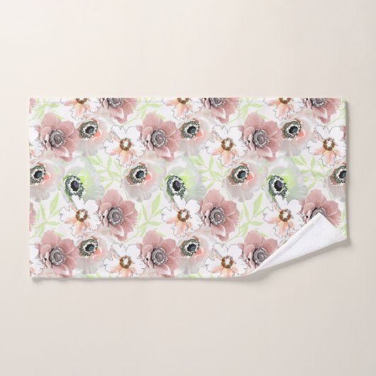 Weiße, rosa Blume. Badhandtuch Set (Handtuch)