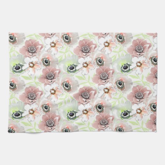 Weiße, rosa Blume. Geschirrtuch (Horizontal)