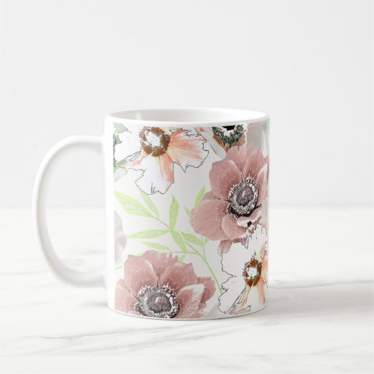 Weiße, rosa Blume. Kaffeetasse (Links)