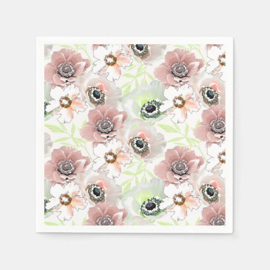 Weiße, rosa Blume. Serviette (Vorderseite)