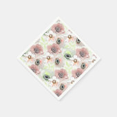 Weiße, rosa Blume. Serviette (Ecke)