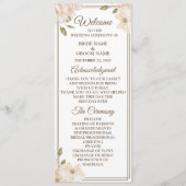 Weiße rosa Blumenrahmen Grün Moderne Hochzeit Programm (Vorderseite)