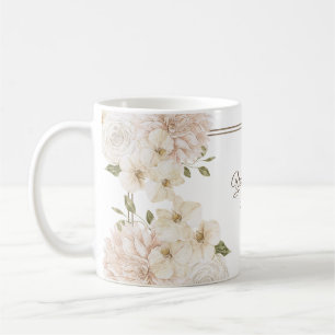 Weiße rosa Blumenrahmen Grüne moderne Hochzeitsfei Kaffeetasse