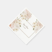 Weiße rosa Blumenrahmen grüne moderne Hochzeitsfei Serviette (Ecke)