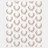 Weiße Rosa Blumenrinde Antler Fleecedecke (Vorderseite)