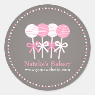 Weiße rosa Cake Pops Bäckerei-Geschäfts-Promo-Aufk Runder Aufkleber