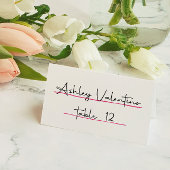 Weiße, rosa Handgezeichnete Hochzeit Platzkarte