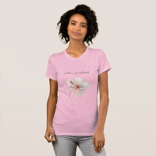 Weiße rosa Hibiskusblüte T-Shirt