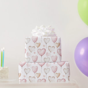 Weiße rosa Luftballons zum Geburtstag Geschenkpapier