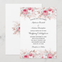 Weiße rosa Rosen-Gold-Blumen-Hochzeit