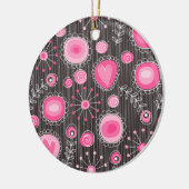 Weiße, rosa und blaue Herzen und Blume blühend Keramikornament (Links)