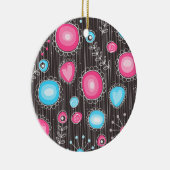 Weiße, rosa und blaue Herzen und Blume blühend Keramikornament (Rechts)