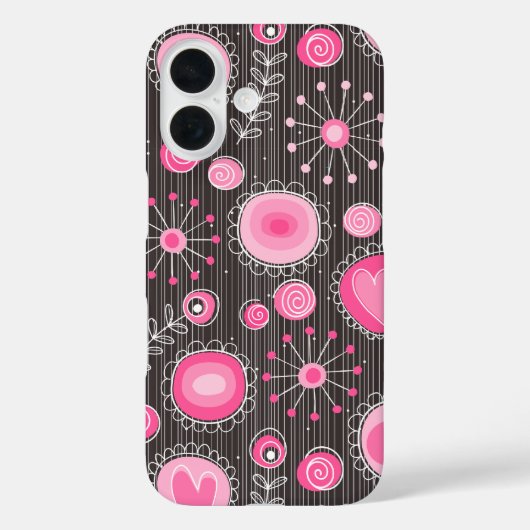 Weiße, rosa und graue Herzen und Blume, blumenreic Case-Mate iPhone Hülle (Rückseite)