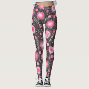Weiße, rosa und graue Herzen und Blume, blumenreic Leggings