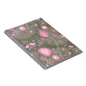 Weiße rosa und graue Herzen, Vögel und Blume Notizblock (Rechte Seite)