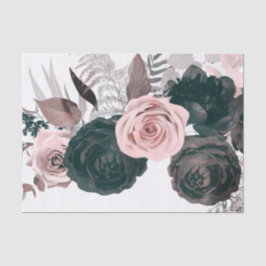 Weiße rosa und schwarze Blumengrün Weiße Hochzeit Seidenpapier