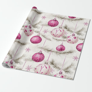 Weiße rosa Vintage-Weihnachtsdekoration Geschenkpapier