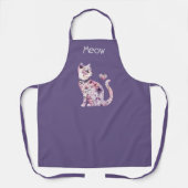 Weiße rosa violette Herzen Florale Katzen-Geburtst Schürze (Vorderseite)
