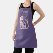 Weiße rosa violette Herzen Florale Katzen-Geburtst Schürze (InSitu)