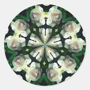 Weiße Rose Abstrakte Blumenkunst Runder Aufkleber