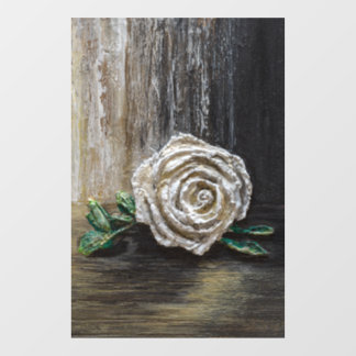 Weiße Rose Acrylmalerei Fensteraufkleber