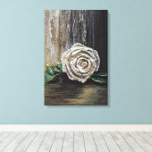 Weiße Rose Acrylmalerei Leinwanddruck (Insitu (Holzboden))