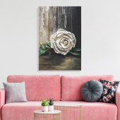 Weiße Rose Acrylmalerei Leinwanddruck (Insitu (Wohnzimmer))