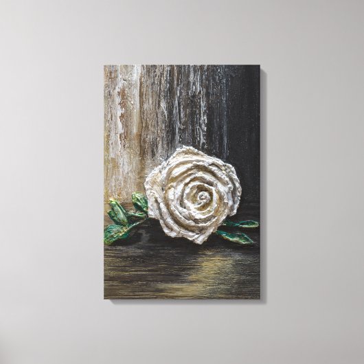 Weiße Rose Acrylmalerei Leinwanddruck (Vorderseite)