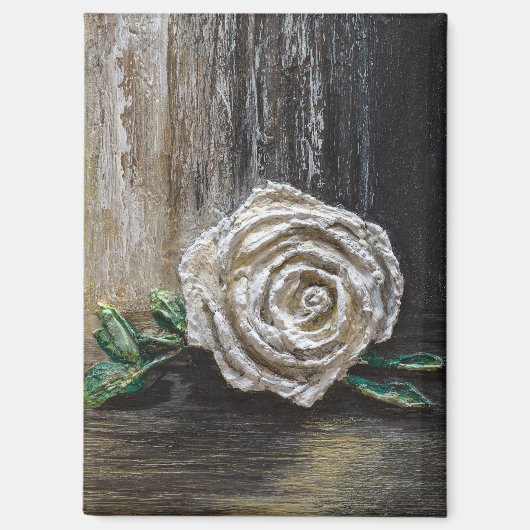 Weiße Rose Acrylmalerei  Magnet (Vorderseite)