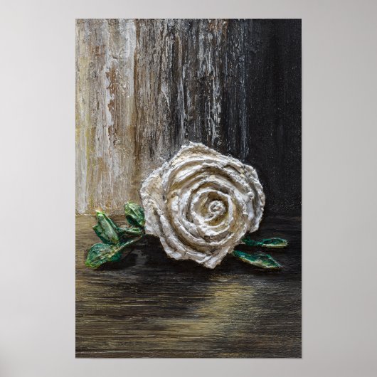 Weiße Rose Acrylmalerei Poster (Vorne)